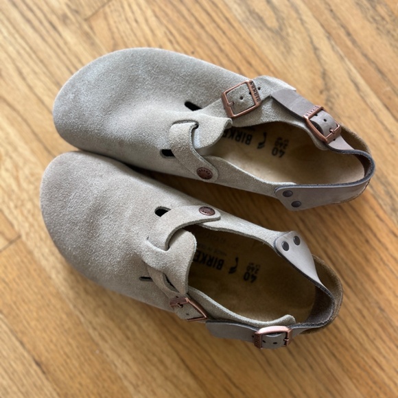 Birkenstock Taupe Suede Tokio Clogs with Strap Size 40 / 9 - Picture 2 of 7
